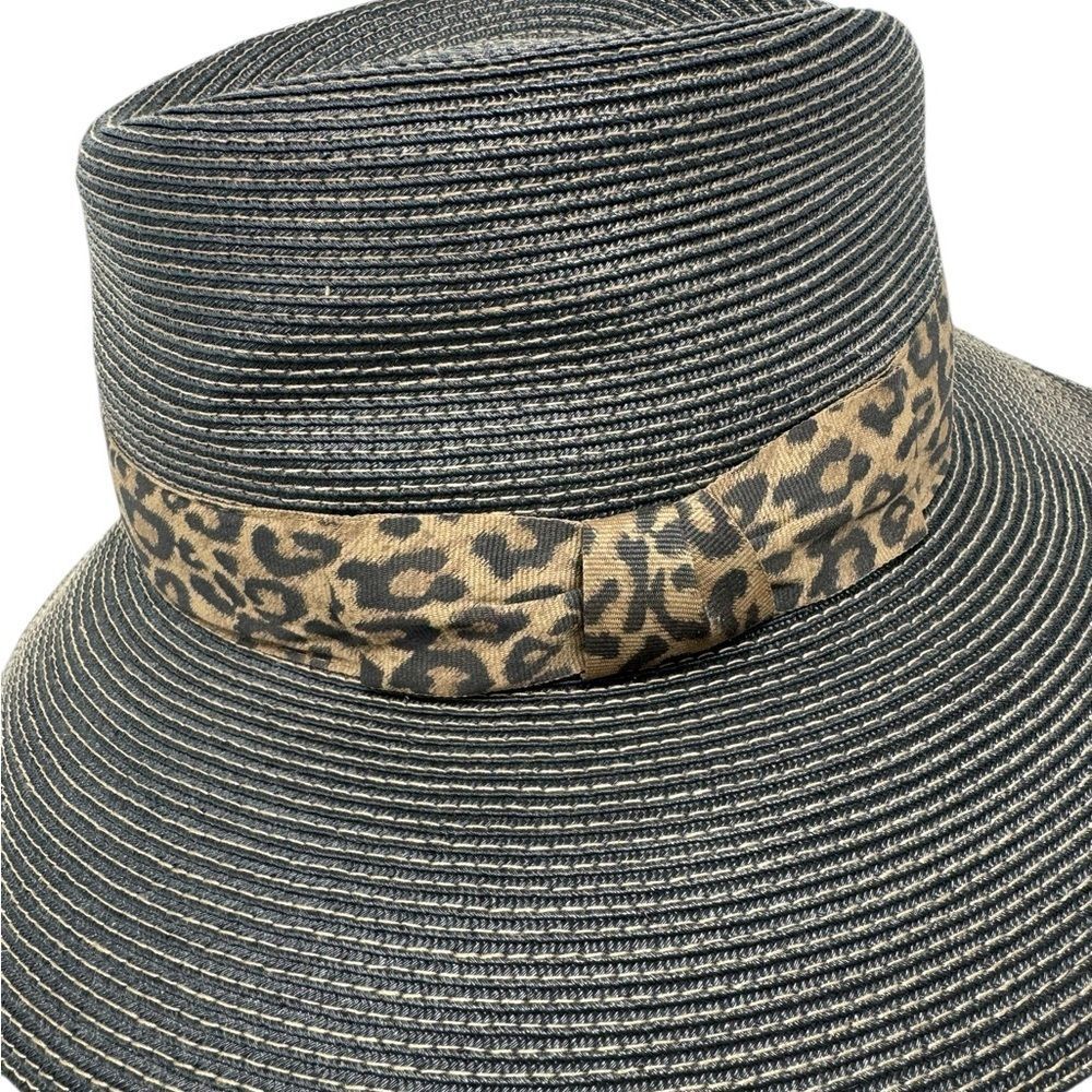 Eric Javits SquisheeStraw Fedora Hat – Leopard Print Band – Packable – UPF 50+ - Picture 4 of 9